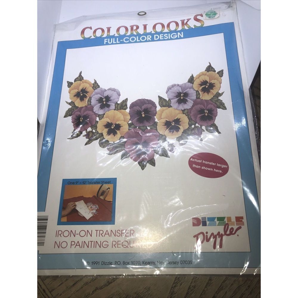 Colorlooks Full Color Design Iron-on Transfer Pansies Vintage 90s! #56038 Pansy
